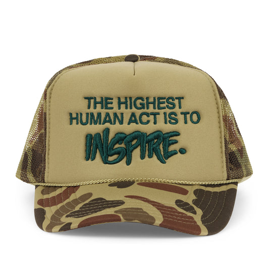 INSPIRE TRUCKER HAT - [GREEN CAMO]