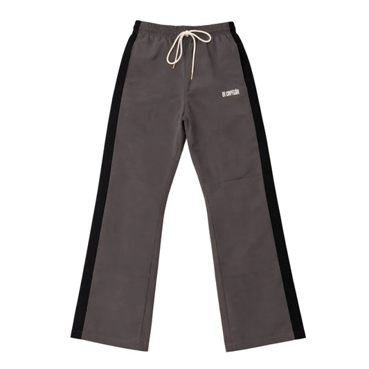 NYLON FLARE LEG PANTS - [GREY/BLACK]
