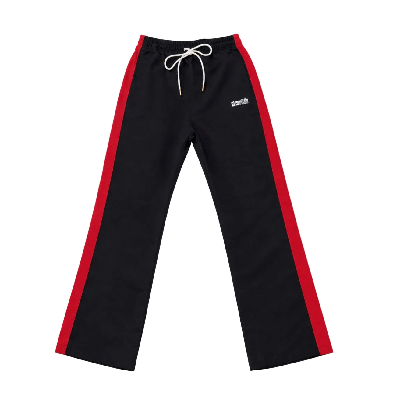 NYLON FLARE LEG PANTS - [BLACK/RED]