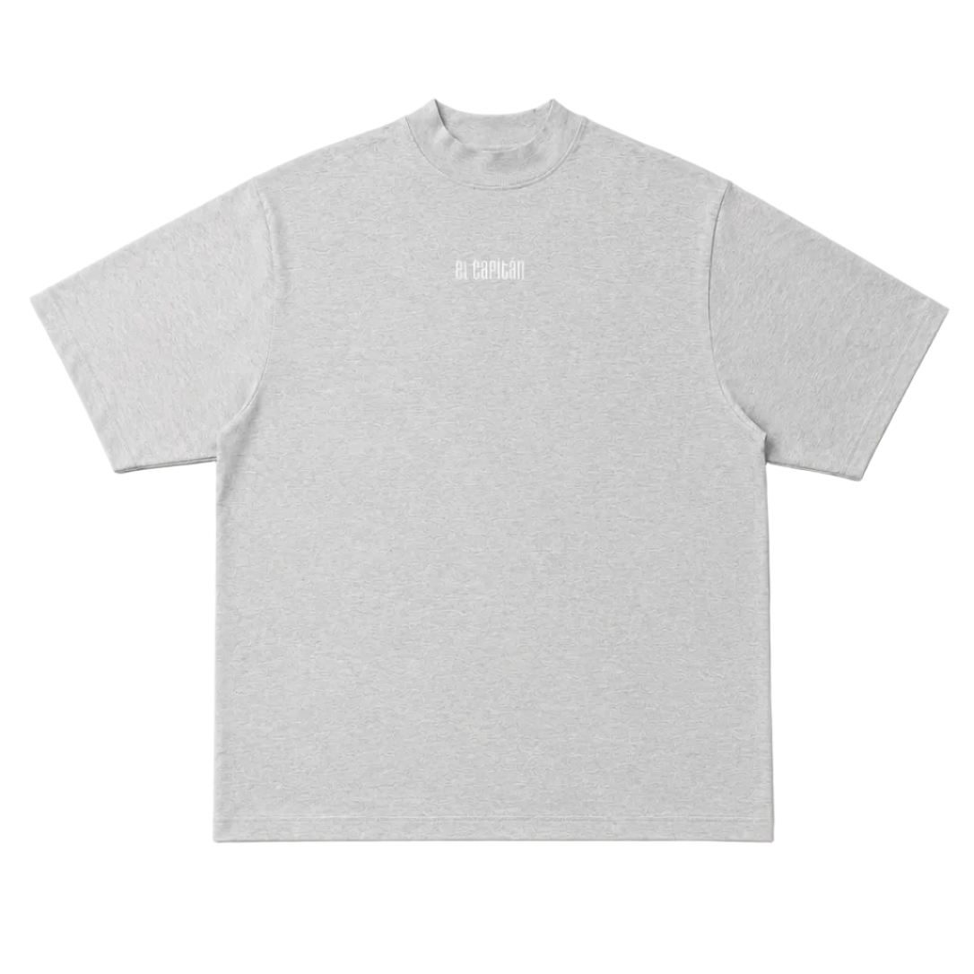 EMBROIDERED MOCK NECK TEE [ASH]