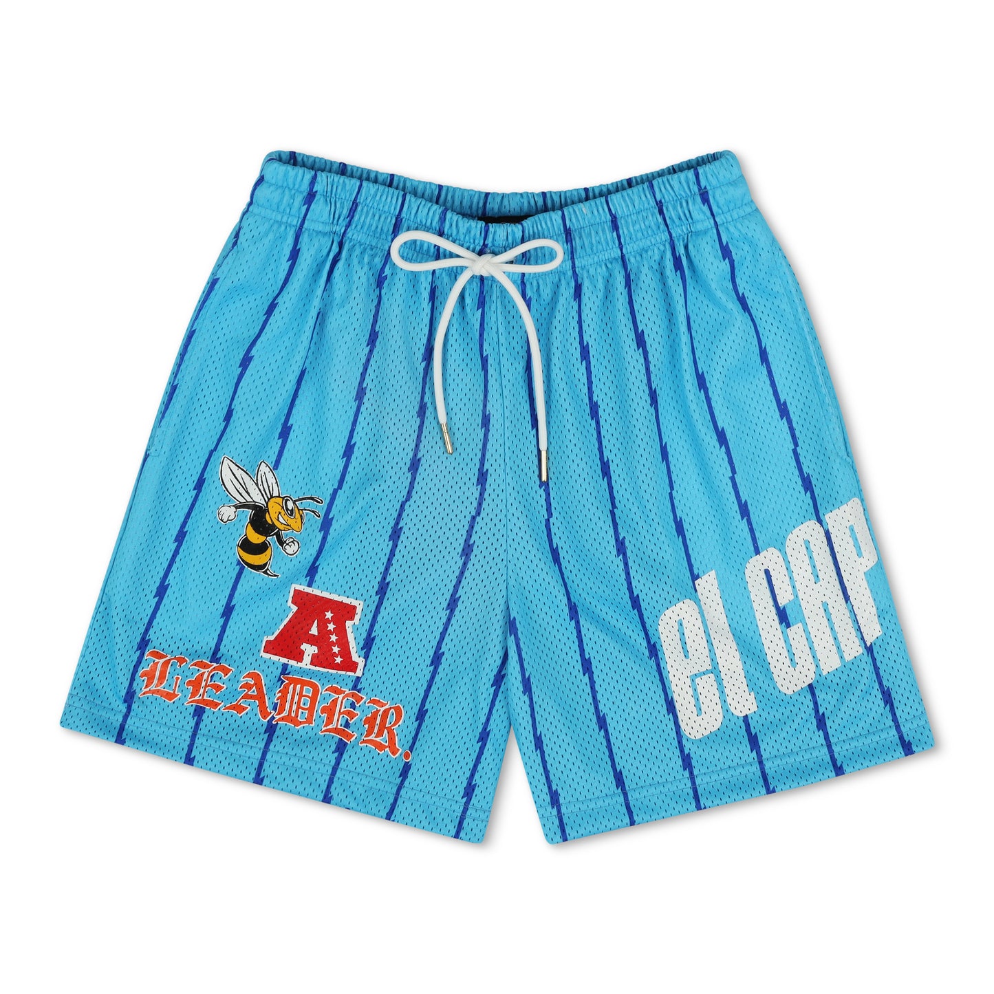 🐝 🅰️ 𝐋𝐄𝐀𝐃𝐄𝐑. [GRAPHIC SHORTS] - CAROLINA BLUE/ROYAL  PINSTRIPE