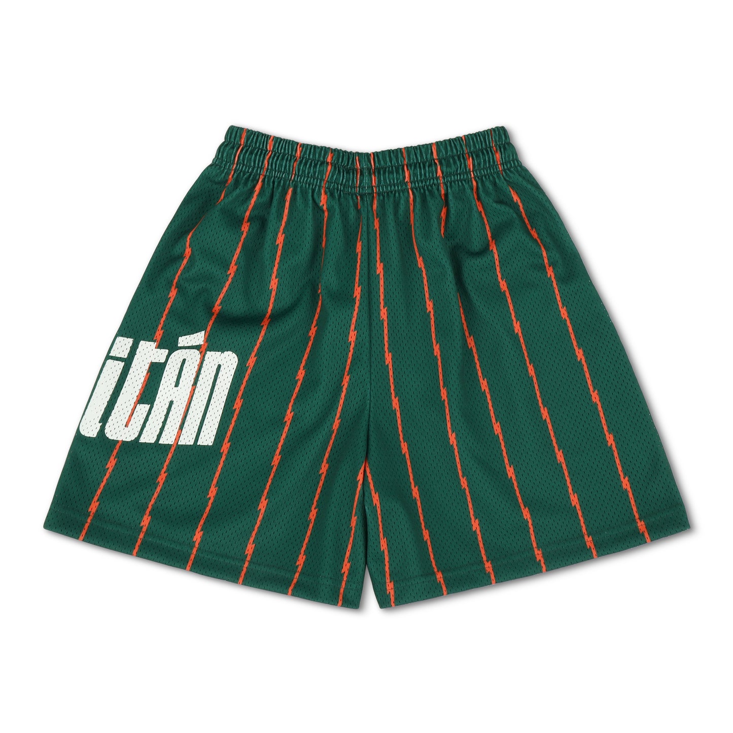 🐝 🅰️ 𝐋𝐄𝐀𝐃𝐄𝐑. [GRAPHIC SHORTS] - GREEN/ORANGE PINSTRIPE