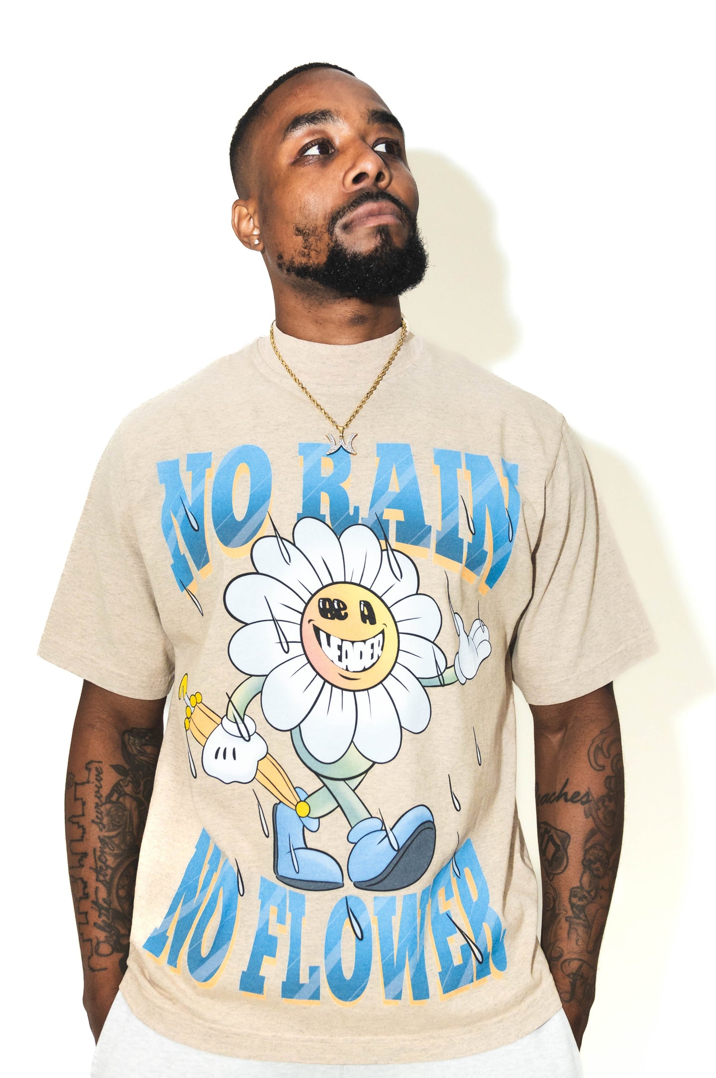 NO RAIN NO FLOWER TEE - [MOCK NECK]