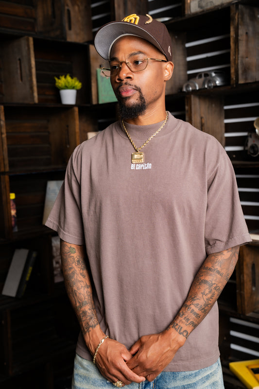 EMBROIDERED MOCK NECK TEE [FALCON]