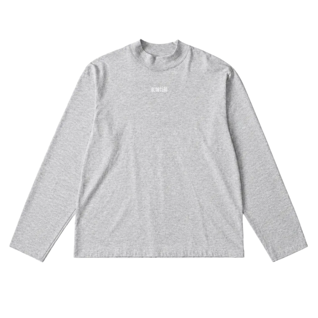 EMBROIDERED MOCK NECK HOCKEY TEE - [ASH]