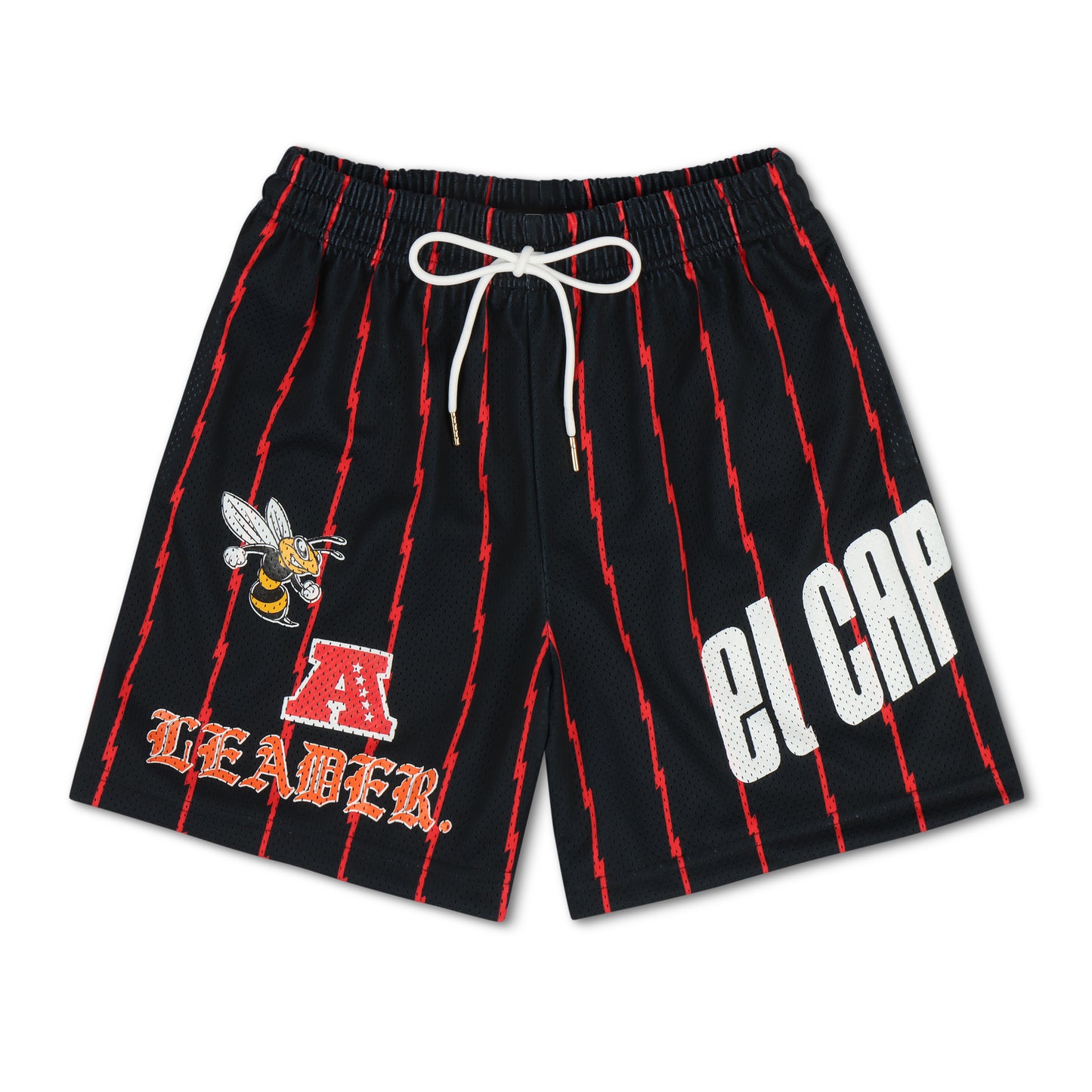 🐝 🅰️ 𝐋𝐄𝐀𝐃𝐄𝐑. [GRAPHIC SHORTS] - BLACK/RED PINSTRIPE