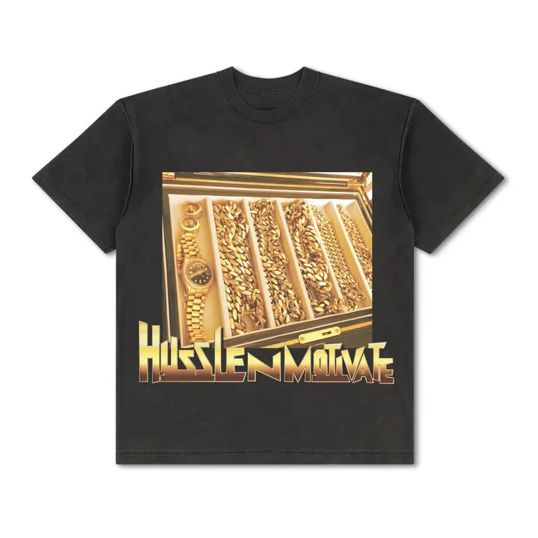 HUSSLE N MOTIVATE TEE [GOLD EDITION]