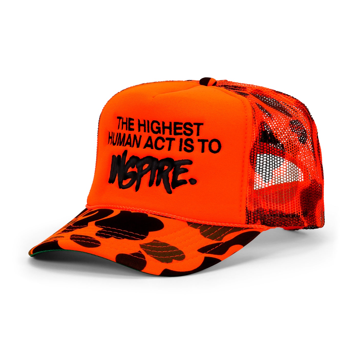 INSPIRE TRUCKER HAT - [ORANGE CAMO]